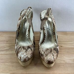 Lulu Townsend Snake Print Sling Back Stilettos- Size 6 M